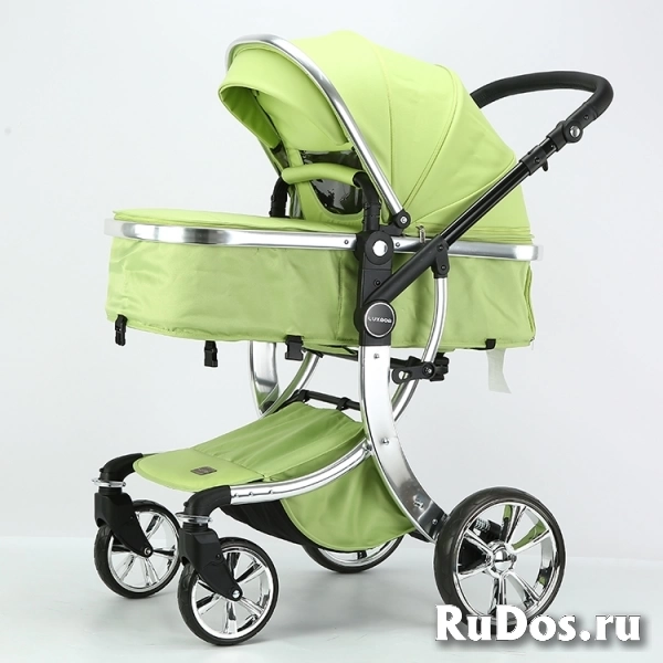 Коляска детская luxmom 608 экокожа для новорожденных изображение 3