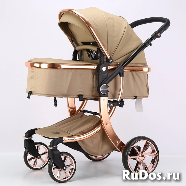 Коляска детская luxmom 608 экокожа для новорожденных изображение 4