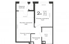 Продам 2 комнатную квартиру 37.6 м2 картинка из объявления