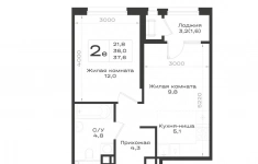 Продам 2 комнатную квартиру 37.6 м2 картинка из объявления
