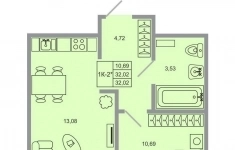 Продам 1 комнатную квартиру 32.02 м2 картинка из объявления