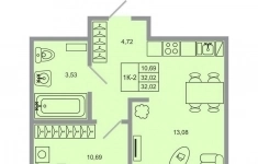 Продам 1 комнатную квартиру 32.02 м2 картинка из объявления